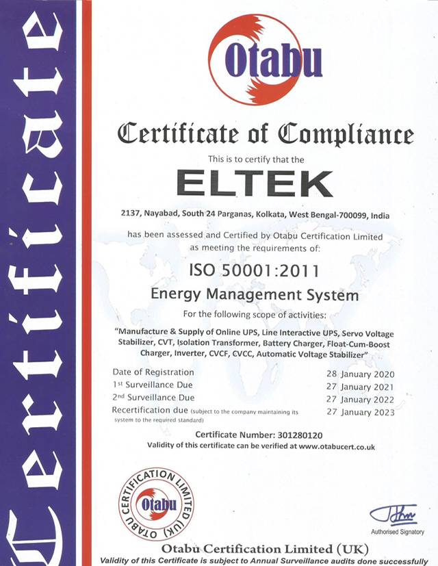 ISO 50001- 2011 Certificate