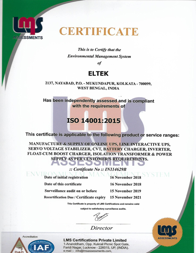 ISO 14001-2015 Certificate
