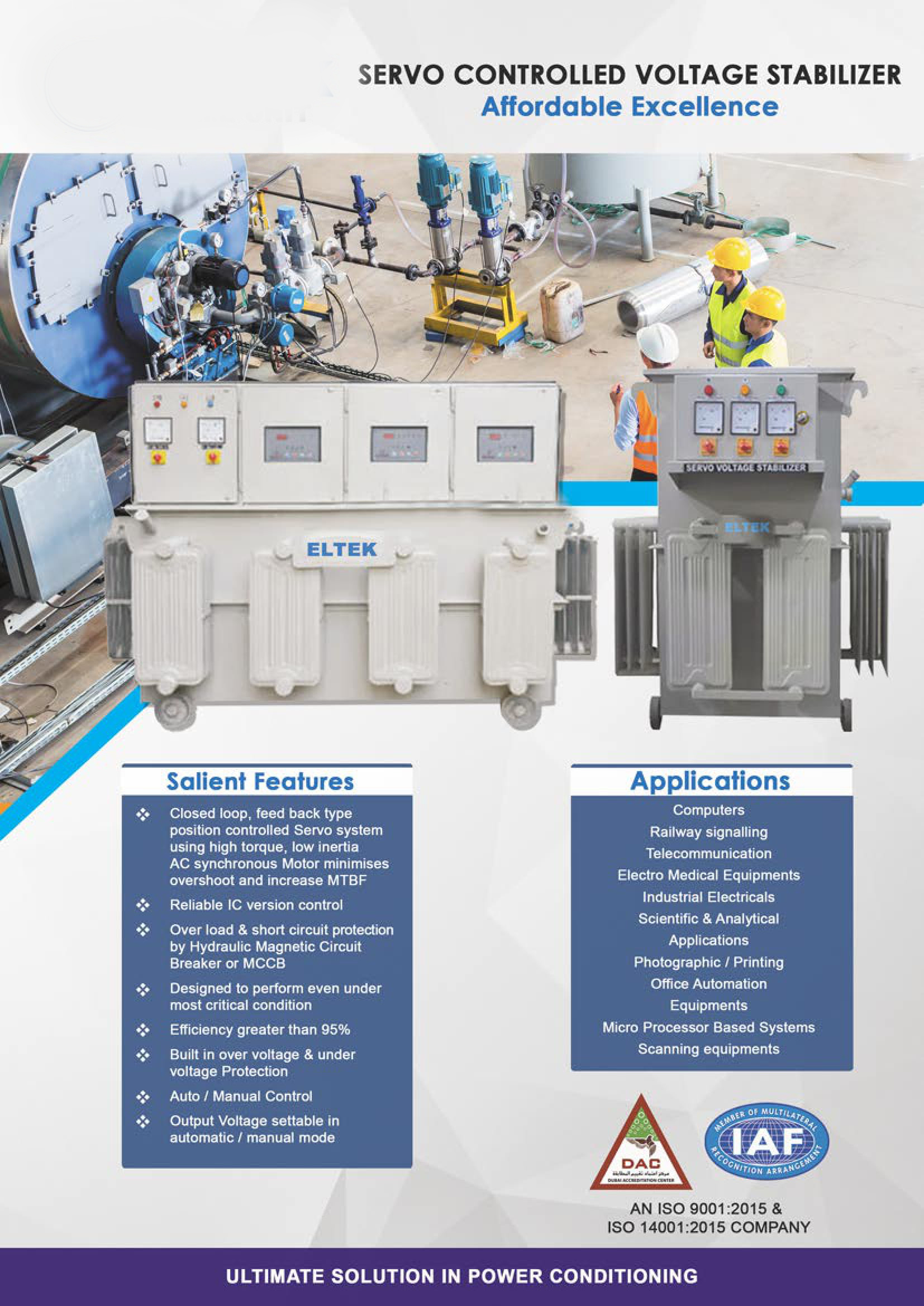 3phase Servo Controlled Voltage Stabilizer
